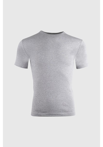 6'lı Erkek Ribana O Yaka Yarım Kol FANILA-042 Gri