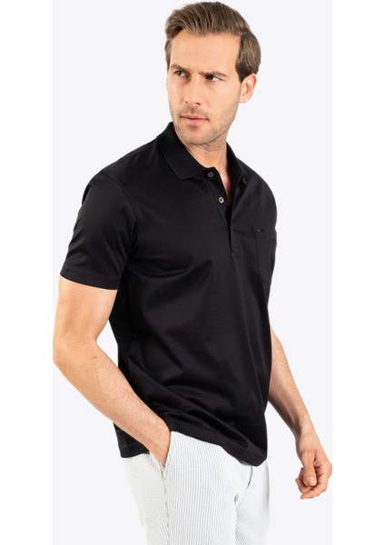 Erkek Regular Fıt Polo Yaka T-Shirt-Siyah