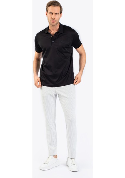 Erkek Regular Fıt Polo Yaka T-Shirt-Siyah