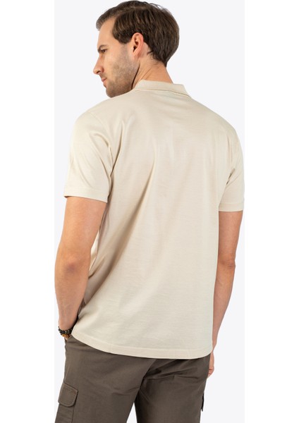 Erkek Büyük Beden Polo Yaka T-Shirt-Açık Bej fırsatları