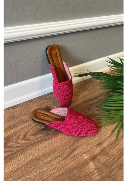 Regan Önü Kapalı Işleme Detaylı Terlik - Fuşya - 41