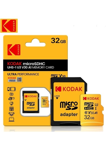 32Gb.Micro Sd Hafıza Kartı Clas 10 4K Uv3 V30 A1 Ultra Performans Hafıza Kartı Orjinal