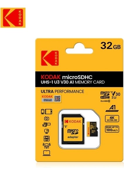 32Gb.Micro Sd Hafıza Kartı Clas 10 4K Uv3 V30 A1 Ultra Performans Hafıza Kartı Orjinal