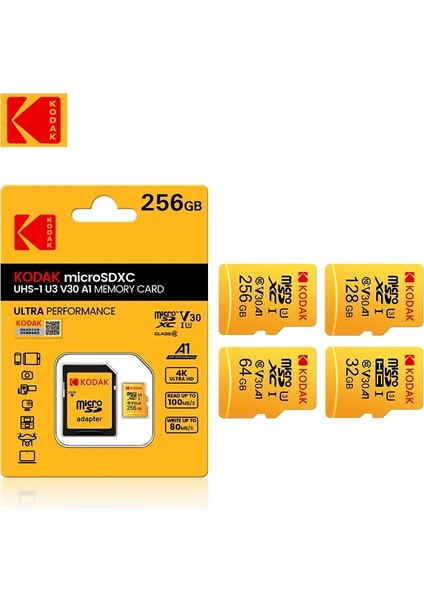 256Gb.Micro Sd Hafıza Kartı Clas 10 4K Uv3 V30 A1 Ultra Performans Hafıza Kartı Orjinal