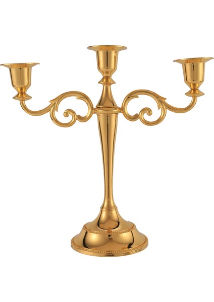 3-Mum Metal Şamdan Uzun Mumluk Düğün Olay Şamdan Mum Standı (Altın) (Yurt Dışından)