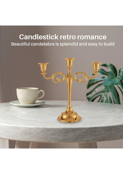 3-Mum Metal Şamdan Uzun Mumluk Düğün Olay Şamdan Mum Standı (Altın) (Yurt Dışından) fiyatları