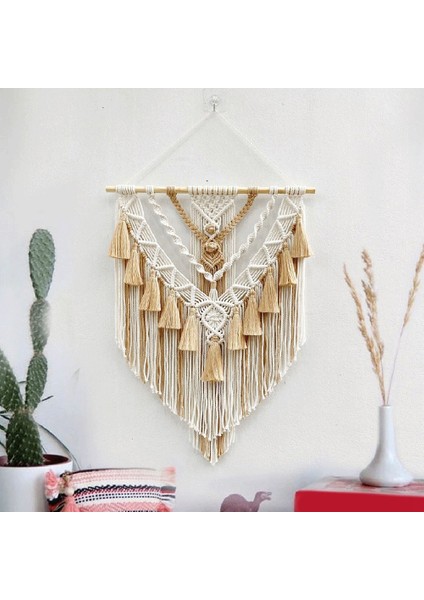 El Dokuma Renk Makrome Duvar Asılı Süsleme Bohemian Zanaat Dekorasyon Muhteşem Goblen Ev Oturma Odası Dekor Için A (Yurt Dışından) fırsatları