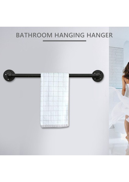 Vintage Endüstriyel Boru Havlu Tutucu Duvara Monte Metal Havlu Askısı Bar Banyo Asılı Askı Aksesuarları Siyah (Yurt Dışından) modelleri