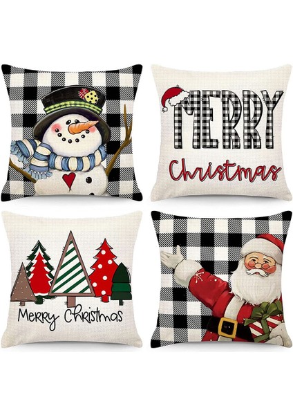 Noel Yastık Kapakları 18X18 4 Set Çiftlik Evi Atmak Yastıklar Yastık Kılıfı Ev Dekor Için (Yurt Dışından)
