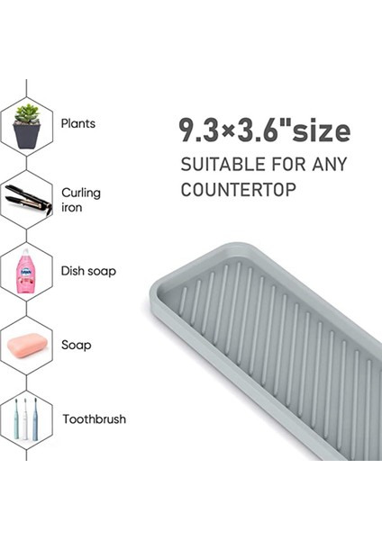 Mutfak Lavabo Organizatör Tepsi, Mutfak Lavabo Için Sünger Tutucu Banyo Sayaç Tepsi Sünger Silikon Sabunluk Gri 2 Adet (Yurt Dışından)