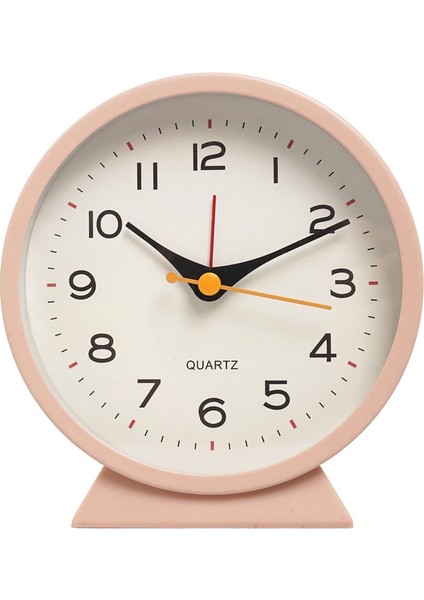 4,5 Inç Pille Çalışan Antika Retro Analog Çalar Saat, Işıklı Küçük Sessiz Başucu Masası Metal Saat (Pembe) (Yurt Dışından)