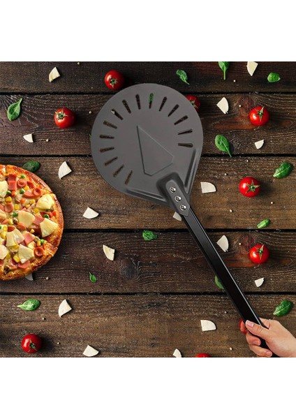 Pizza Döndürme Kabuğu 8 Inç, Çıkarılabilir Alüminyum Saplı Metal Pizza Kabuğu Delikli Pizza Küreği, 39 Inç Uzunlukta (Yurt Dışından)