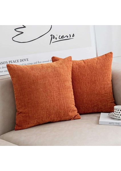 Yanmış Turuncu Yastık Kapakları 18X18 Inç 2 Set Modern Çiftlik Evi Rustik Dekoratif Kırlent Örtüsü Kare Yastık Kılıfı (Yurt Dışından)