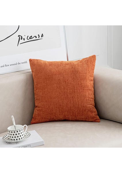 Yanmış Turuncu Yastık Kapakları 18X18 Inç 2 Set Modern Çiftlik Evi Rustik Dekoratif Kırlent Örtüsü Kare Yastık Kılıfı (Yurt Dışından)