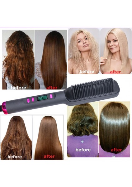 2-In-1 Elektrikli Doğrultma Tarak Düz Saç Düzleştirici Tarak Negatif Anti-Haşlanma Curling Demir Şekillendirici Ingiltere Tak-D (Yurt Dışından) fiyatları