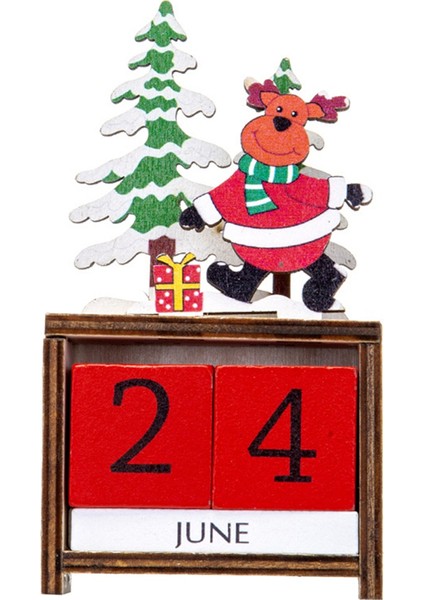 Geri Sayım Takvimi Için Ahşap Boyalı Noel Baba Takvimi Noel Süsleri (Yurt Dışından)