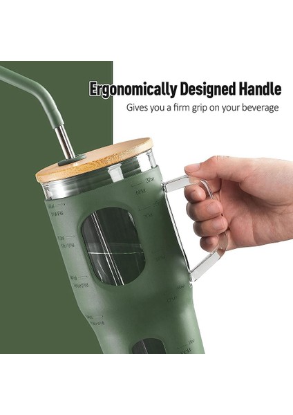 Bambu Kapaklı ve Pipetli Cam Bardak, Saplı, Zaman Işaretli ve Silikon Kılıflı Yeniden Kullanılabilir Bardak (Yurt Dışından) modelleri