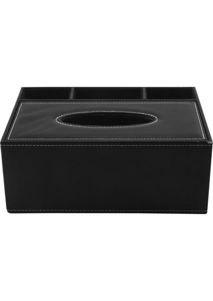 Pu Doku Kutusu Uzaktan Kumanda Tutucu Çok Fonksiyonlu Masaüstü Organizatör Kalem Makas Kabı (Siyah) (Yurt Dışından)