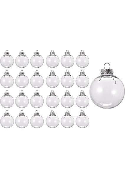 24PCS Şeffaf Plastik Doldurulabilir Noel Topları 8cm Dıy Noel Ağacı Süs Dekorasyon Sanat El Sanatları (Yurt Dışından)