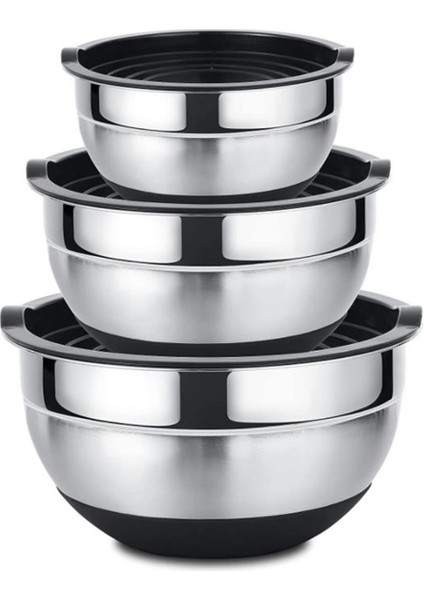 Paslanmaz Çelik Karıştırma Kaseleri Salata Kasesi Mutfak Pişirme Pişirme, Et Için Hava Geçirmez Kapaklı Istiflenemeyen Servis Kasesi (Yurt Dışından)