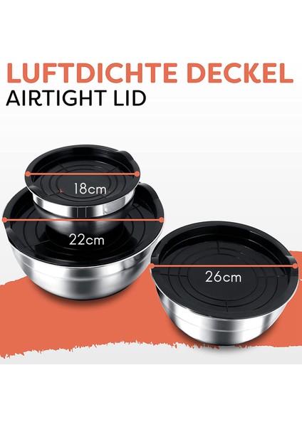 Paslanmaz Çelik Karıştırma Kaseleri Salata Kasesi Mutfak Pişirme Pişirme, Et Için Hava Geçirmez Kapaklı Istiflenemeyen Servis Kasesi (Yurt Dışından) fiyatları