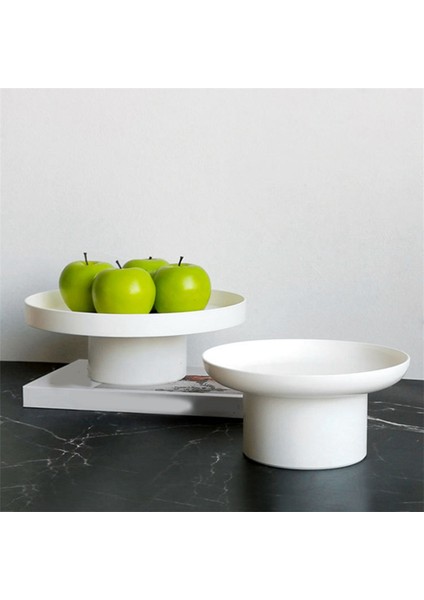 2 Adet Yuvarlak Siyah Beyaz Dekoratif Tepsi Saklama Kutusu Abs Tepsi Meyve Kozmetik Tepsisi Ev Basit Depolama Tepsisi (Yurt Dışından) modelleri