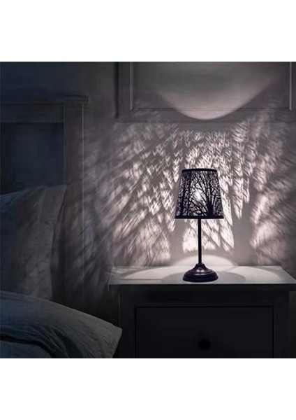 Ampul Üzerinde Küçük Abajur Klipsi, Masa Avize Duvar Lambası Beyaz Için Ağaç Desenli Varil Metal Abajur (Yurt Dışından)