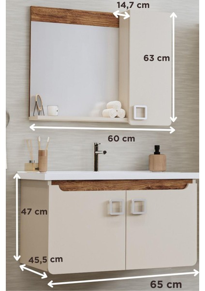 Banyo Selvi 65 cm Demonte Banyo Dolabı Aynalı Dolaplı Üst Dolap Lavabo fiyatları