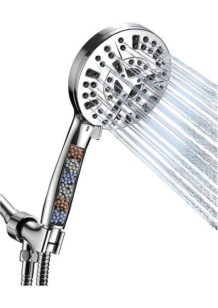 Filtreli El Duş Başlığı, 1,5m Uzun Hortumsuz Küvet ve Fayans Güç Yıkamalı Yüksek Basınçlı Duş Başlığı (Yurt Dışından)