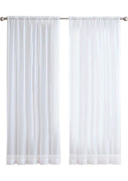 2 Adet Süper Yumuşak Büyük El Duygu Beyaz Tül Perdeler Oturma Odası Dekorasyonu Için Modern Peçe Şifon Katı Sırf Vual (Yurt Dışından)