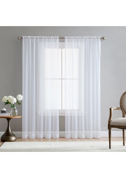 2 Adet Süper Yumuşak Büyük El Duygu Beyaz Tül Perdeler Oturma Odası Dekorasyonu Için Modern Peçe Şifon Katı Sırf Vual (Yurt Dışından) fiyatları