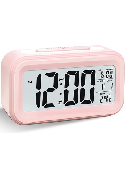 Dijital Çalar Saat, LED Çalar Saat, Pille Çalışan Sessiz Alarmlı Seyahat Saati, Pembe (Yurt Dışından)