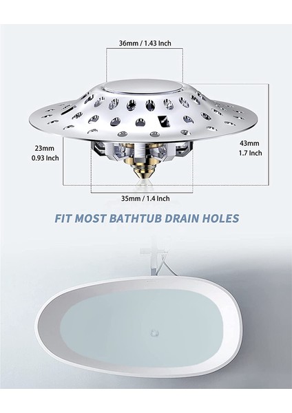 Drenaj Saç Tutuculu 2'si 1 Arada Küvet Durdurucu, Çift Filtrelemeli Tıkanmayı Önleyici Küvet Durdurucu, 1.4-2.0ın Drenaj Deliği Için (Yurt Dışından) fiyatları