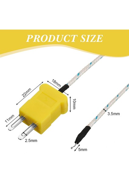 30 Adet 3 Metre K Tipi Mini Konektör Termokupl Sıcaklık Probu Sensörü Sıcaklık Algılama Hattı FORTM902C/TES1310 (Yurt Dışından) modelleri