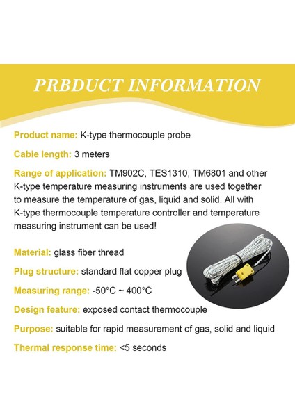 30 Adet 3 Metre K Tipi Mini Konektör Termokupl Sıcaklık Probu Sensörü Sıcaklık Algılama Hattı FORTM902C/TES1310 (Yurt Dışından) fırsatları