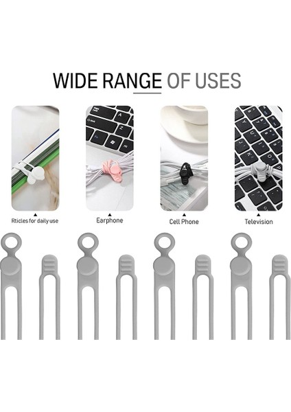 Kulaklık, Ses, Yeniden Kullanılabilir Sabitleme Kablosu Organize (Gri) Için 40 Adet Silikon Tel Düzenleyici (Yurt Dışından) fırsatları