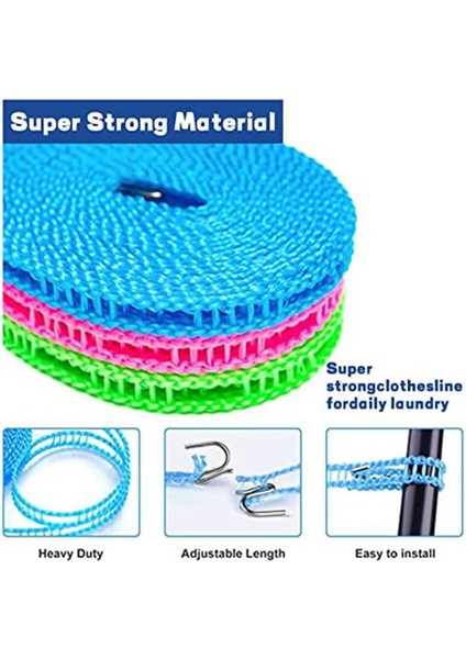 Bahçe, Seyahat, Karavan Veya Karavan Için 3'lü Yıkamasız Ip Paketi, 3 / 5 / 8 M, 24 Askılı Askılı (Yurt Dışından) modelleri