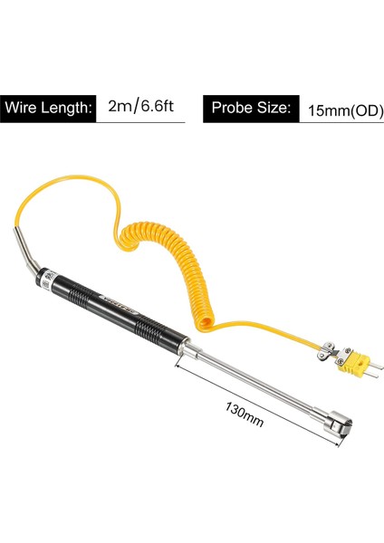 K Tipi Yüzey Termokupl Sıcaklık Probu Sensörü Paslanmaz Çelik -58 Ila 1472°F (-50 Ila 800°C) 6,6ft 15MM Od (Yurt Dışından) modelleri