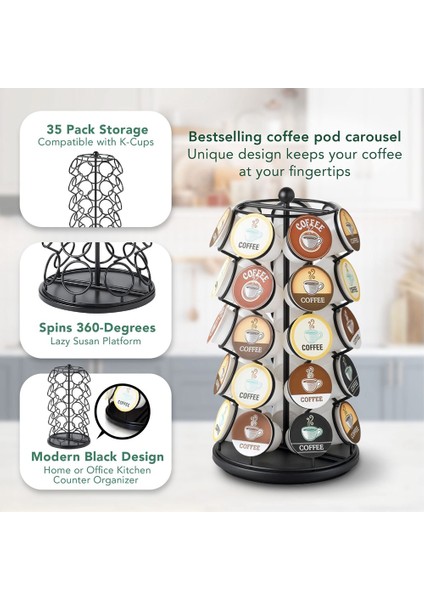 K Bardak Tutucu - K-Bardaklarla Uyumlu, Kahve Kapsülü 35 K Bardak Tutucu, 360 Derece Döndürülebilir (Yurt Dışından) modelleri