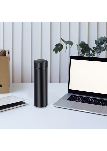 Kahve Fincanları Seyahat Kupaları, 500ML Su Şişesi Vakum Yalıtımlı Bardak, LED Dokunmatik Ekran Sıcaklık Ölçer (Siyah) (Yurt Dışından)