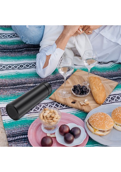 Kahve Fincanları Seyahat Kupaları, 500ML Su Şişesi Vakum Yalıtımlı Bardak, LED Dokunmatik Ekran Sıcaklık Ölçer (Siyah) (Yurt Dışından) modelleri