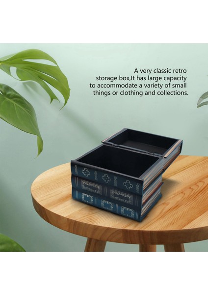 Yanlış Kitap Kutusu Vintage Depolama Sahne Kitap Takı Depolama Ambalaj Çalışma Kitabı Süsler Ahşap Antika Klasik Dekoratif (Yurt Dışından)