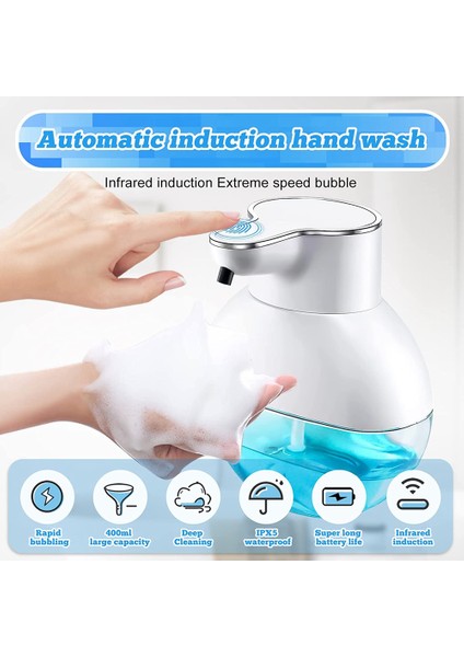 Sabunluk Otomatik Köpük, 400 ml Otomatik Sabunluk Köpük Duvara Monte Ipx5 Mutfak ve Banyo Için Su Geçirmez (Yurt Dışından)