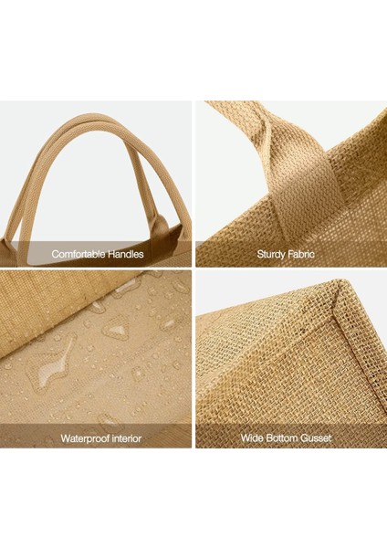 Çuval Bezi Çantalar Yeniden Kullanılabilir Pamuklu Alışveriş Alışveriş Çantası Saplı, Lamine Iç Mekan, Nedime Bez Çantaları (Yurt Dışından) fırsatları