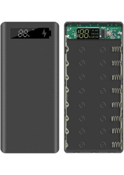 5V Çift USB 8X18650 Güç Bankası Kılıfı Dijital Ekranlı Cep Telefonu Şarj Cihazı 18650 Pil Tutucu-Siyah (Yurt Dışından)