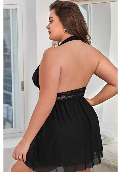 Büyük Beden Sırt Dekolteli Kadın Şık Mini Tül Gecelik fiyatları