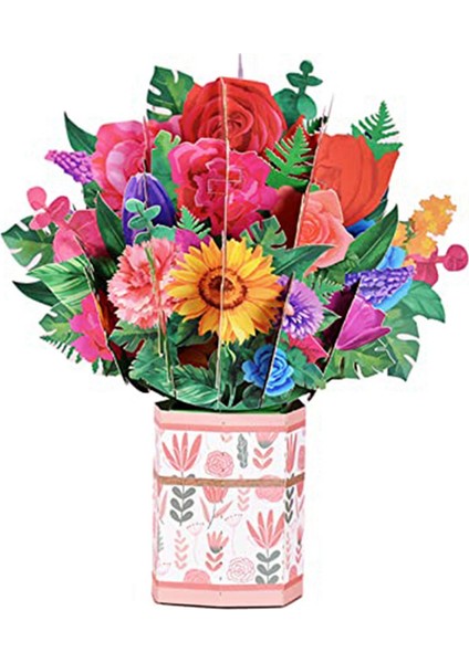 Pop-Up Çiçek Buketi Tebrik Kartları, Kağıt Çiçek Pop-Up Kart 3D Doğum Günü Kartları Kadınlar Için Anneler Günü Hediyeleri C (Yurt Dışından)