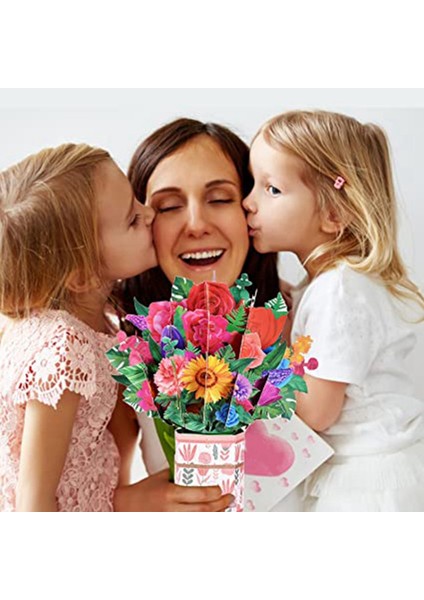 Pop-Up Çiçek Buketi Tebrik Kartları, Kağıt Çiçek Pop-Up Kart 3D Doğum Günü Kartları Kadınlar Için Anneler Günü Hediyeleri C (Yurt Dışından) modelleri