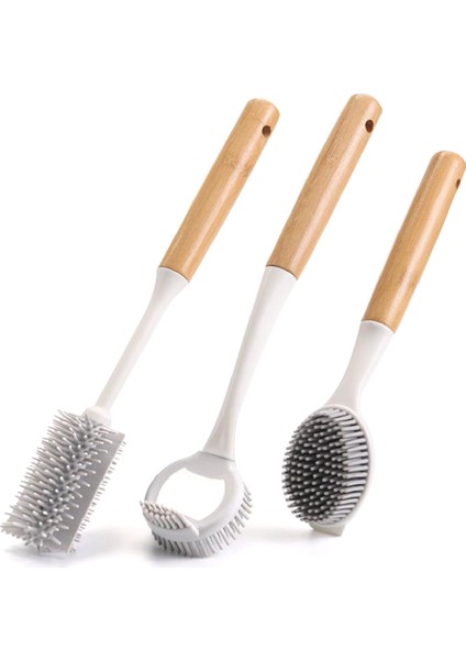 Bambu Saplı Bulaşık Fırçası Bulaşık Ovma Tava Fırçası, Bulaşık Yıkama ve Temizleme Çift Kafa Tava Fırçası ve Fincan Fırçası (Yurt Dışından) modelleri