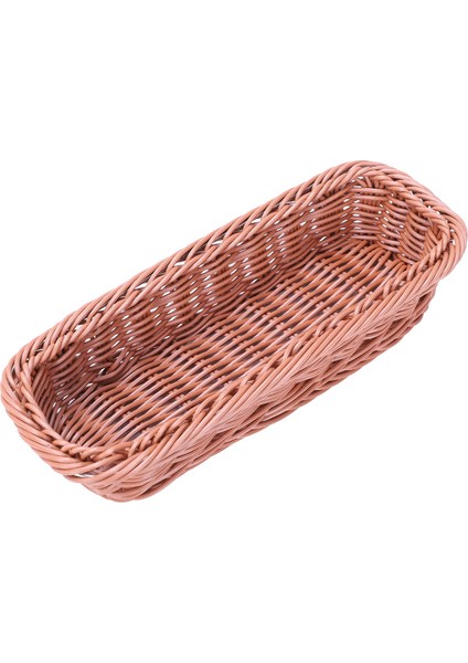 2 Adet Rattan Plastik Sepet Çatal Bıçak Takımı Sepeti Dikdörtgen Saklama Kutusu Çatal Çatal Çubuklarını Ekmek Kek Meyve Depolama (Yurt Dışından)
